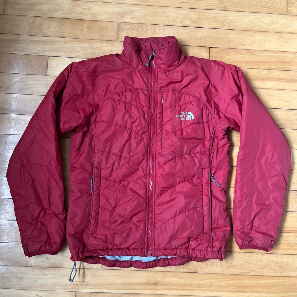 The North Face Womens M Red Quilted Full Zip Puffer Jacket Lightweight Outdoor